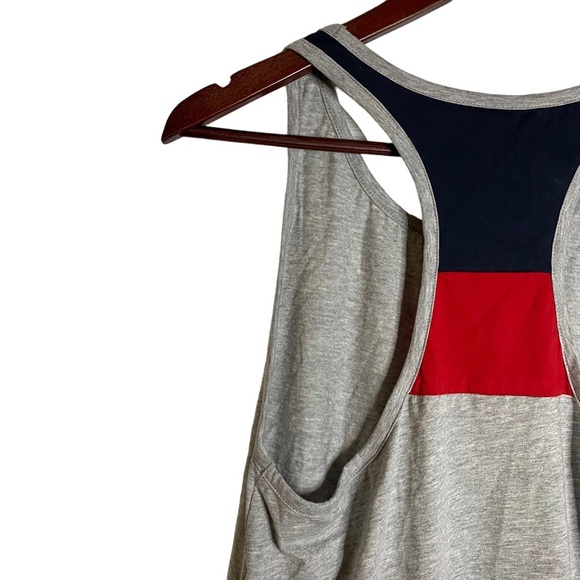 Adidas Heather Gray Tank Top Red Silver Stars Logo Black Red Cotton Medium M - Picture 10 of 15